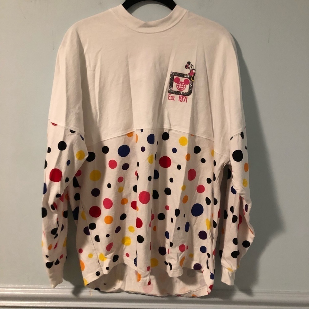 Walt Disney White & Multi-Colored Polka Dot Minnie Mouse Spirit Jersey Size Med
